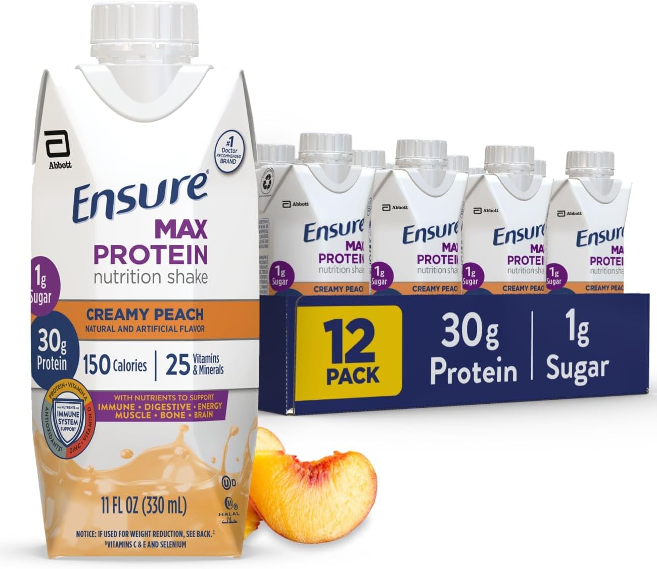 Ensure Max Protein Shake | Milk Chocolate | Ready to Drink | 30g Protein for Muscle Health | 1g Sugar, 4g Fiber | 11 fl oz, 12 Pack