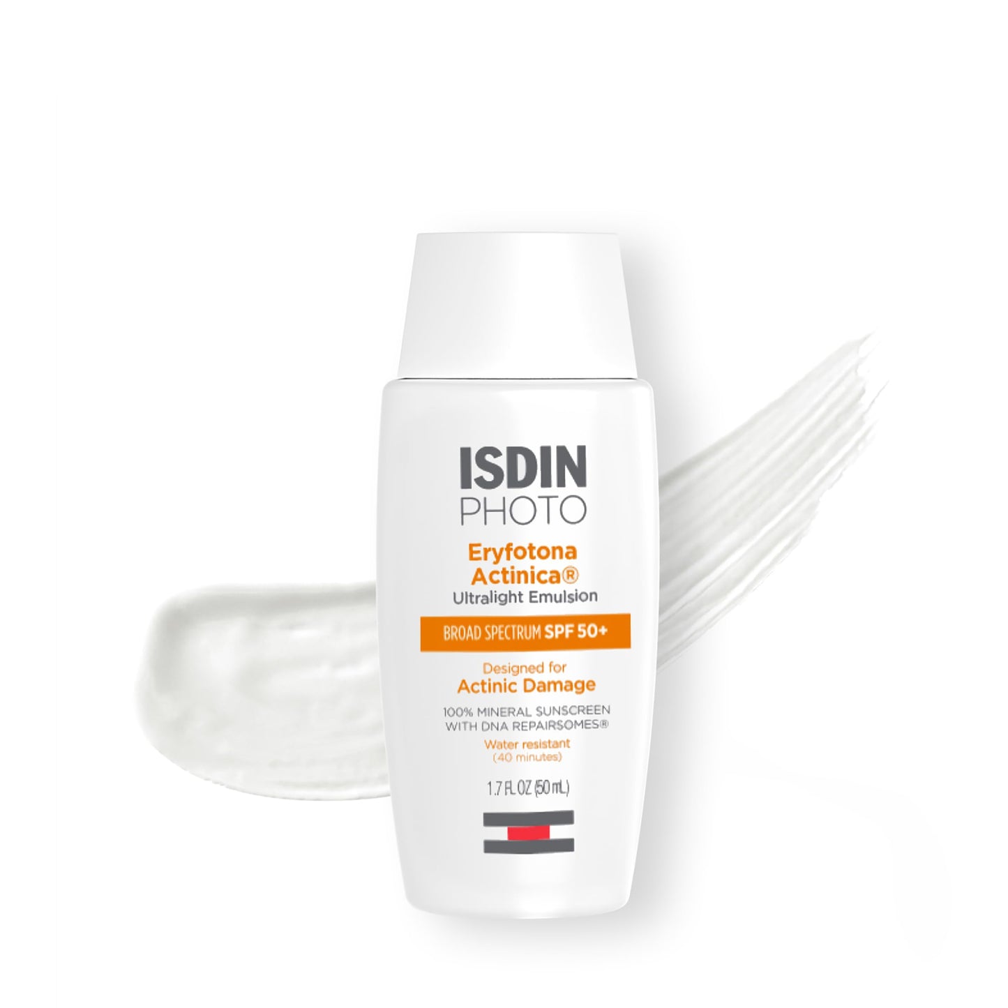 ISDIN Eryfotona Actinica SPF 50+ | Mineral Sunscreen for Face with Zinc Oxide | 100% Mineral UV Filters | No White Cast, Suitable for Sensitive Skin, Dermatologist Recommended