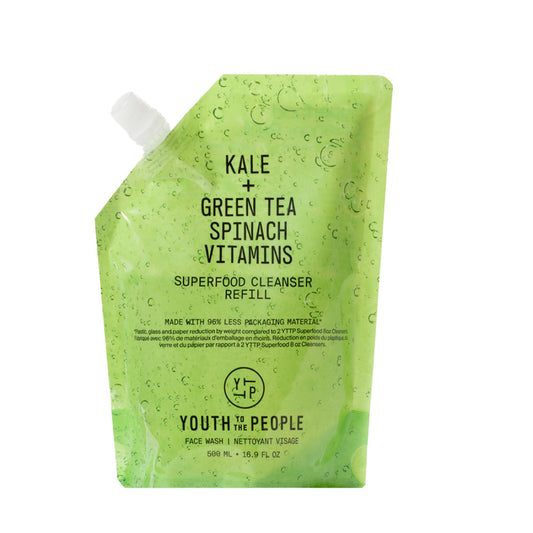 Youth To The People Superfood Facial Cleanser - Kale + Green Tea Daily Face Wash, Gentle Makeup Remover, with Soothing Antioxidants for Glowing Skin, pH Balance, Clean Pores, Sulfate-free, Refillable