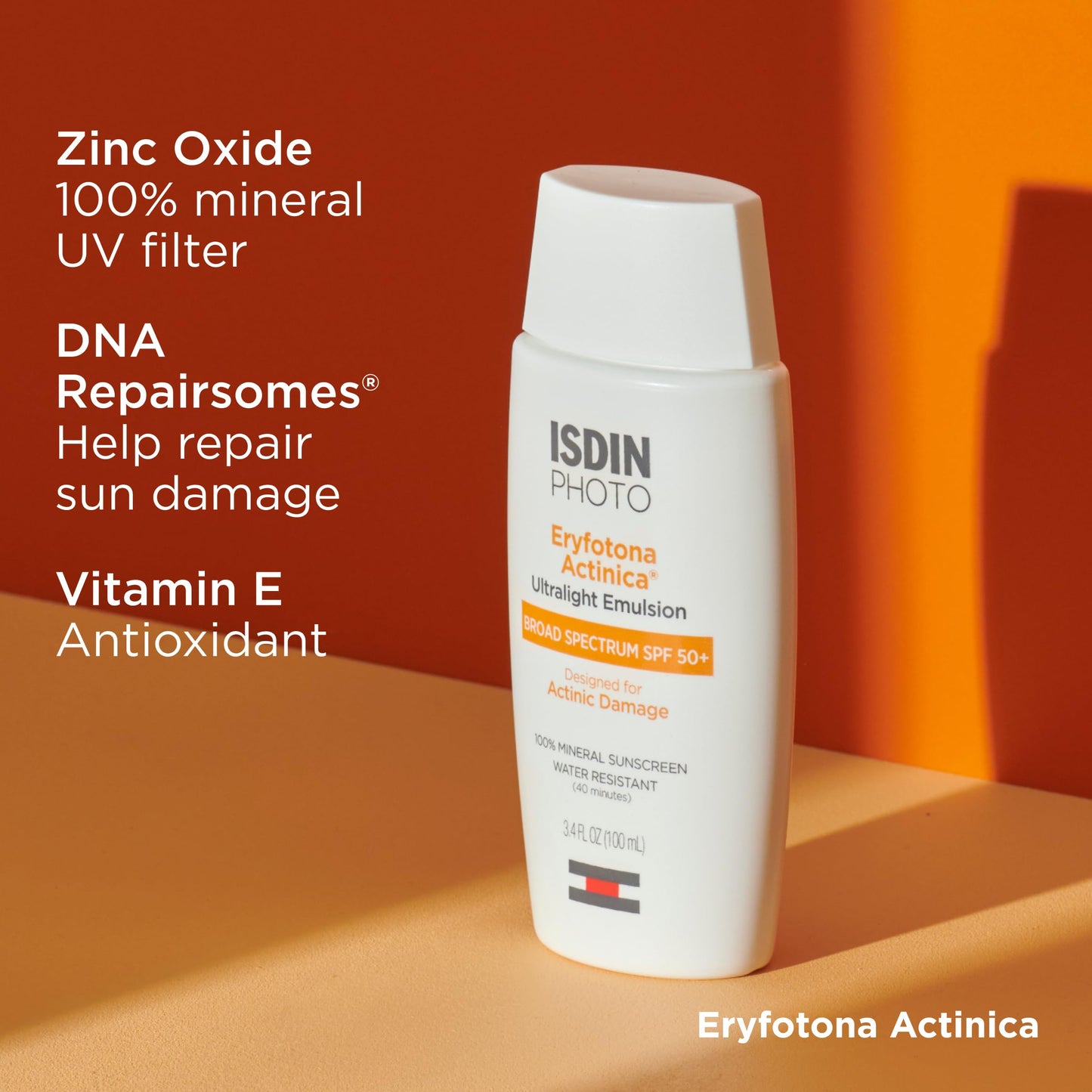 ISDIN Eryfotona Actinica SPF 50+ | Mineral Sunscreen for Face with Zinc Oxide | 100% Mineral UV Filters | No White Cast, Suitable for Sensitive Skin, Dermatologist Recommended