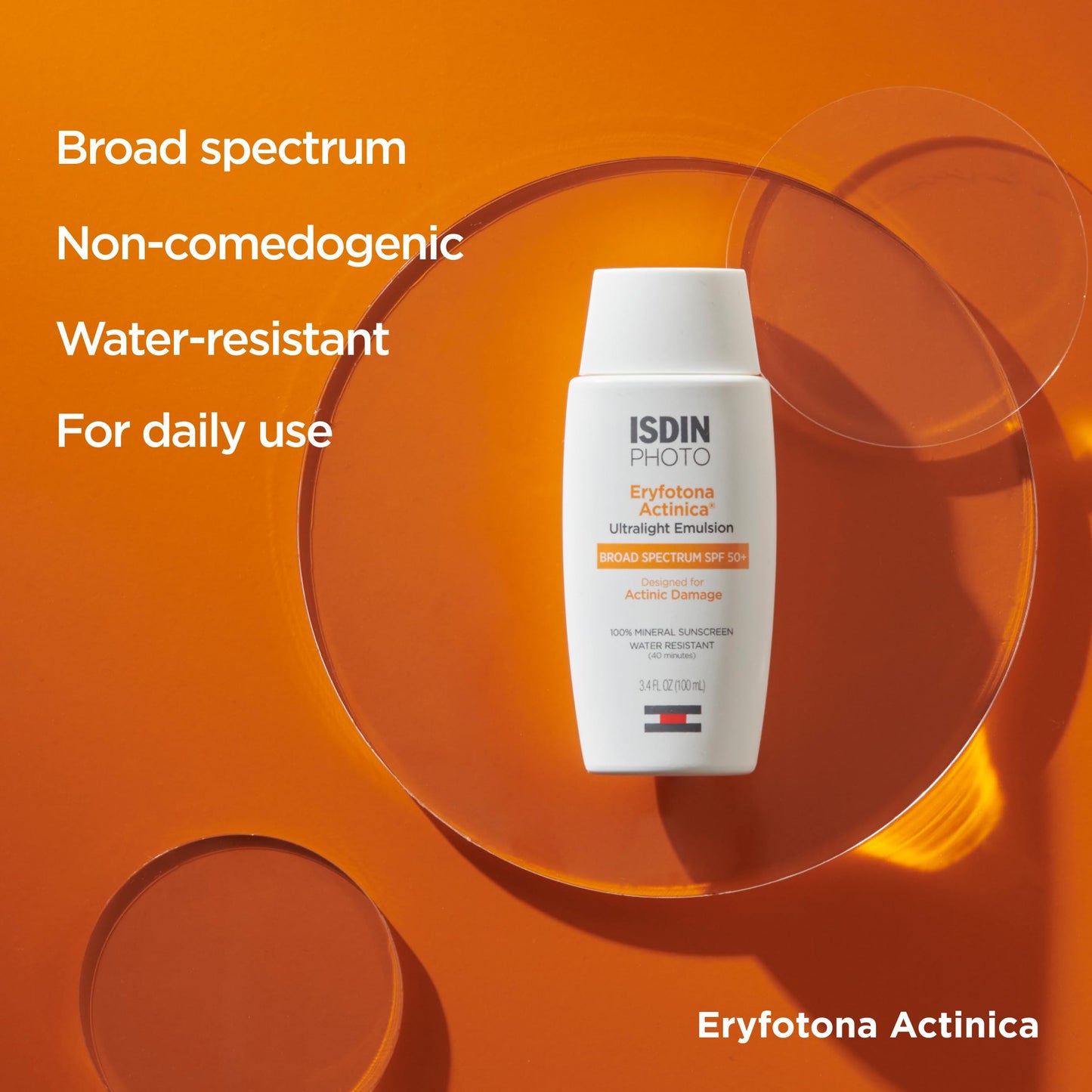 ISDIN Eryfotona Actinica SPF 50+ | Mineral Sunscreen for Face with Zinc Oxide | 100% Mineral UV Filters | No White Cast, Suitable for Sensitive Skin, Dermatologist Recommended
