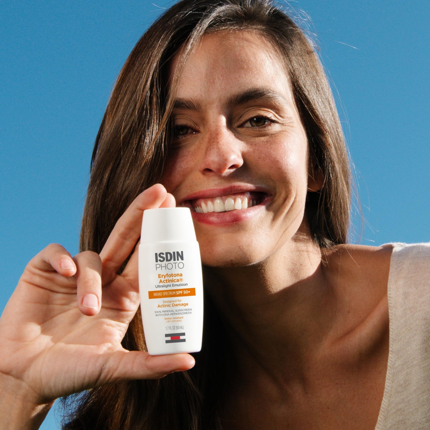 ISDIN Eryfotona Actinica SPF 50+ | Mineral Sunscreen for Face with Zinc Oxide | 100% Mineral UV Filters | No White Cast, Suitable for Sensitive Skin, Dermatologist Recommended