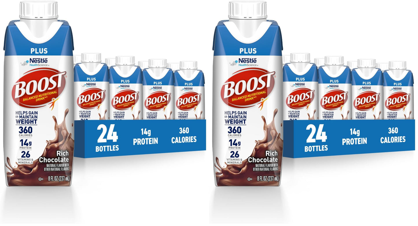 BOOST Plus Nutritional Drink, Very Vanilla, 8 fl oz (Pack of 24)