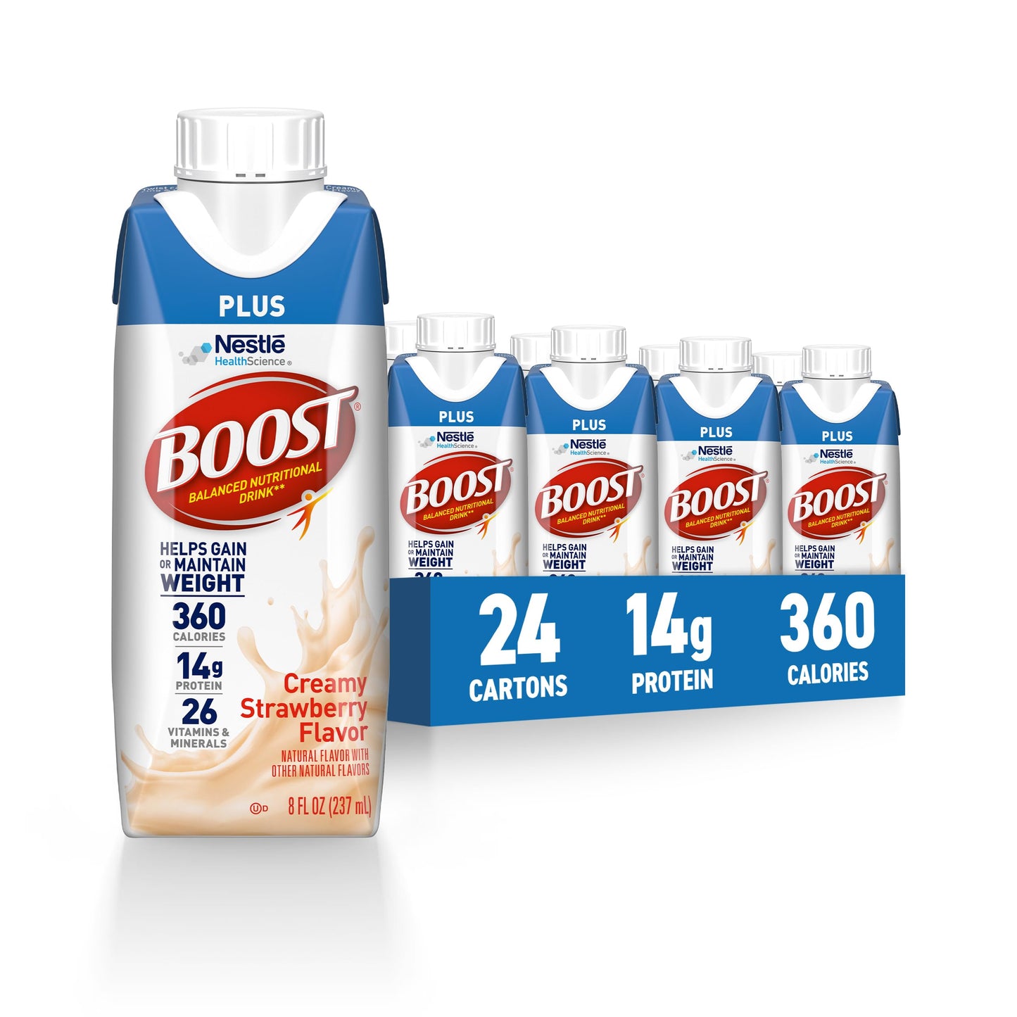 BOOST Plus Nutritional Drink, Very Vanilla, 8 fl oz (Pack of 24)