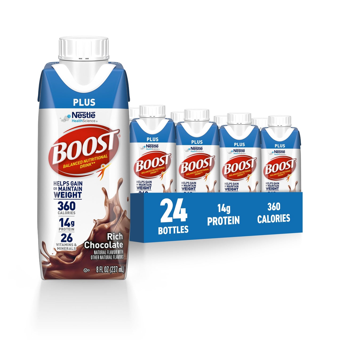 BOOST Plus Nutritional Drink, Very Vanilla, 8 fl oz (Pack of 24)